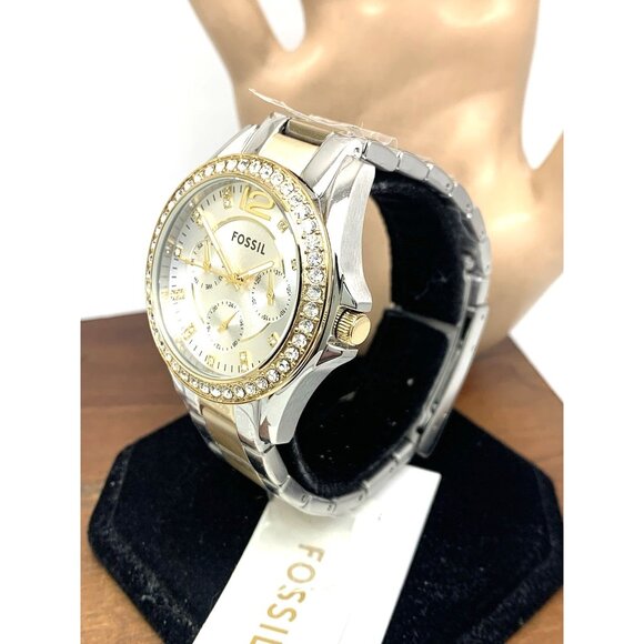 Fossil Women's Watch ES3204 Riley Quartz Two Tone Stainless Steel Gemmed 38mm - Picture 2 of 15